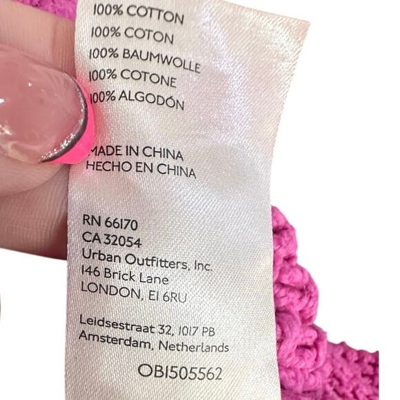 Free People Cutting Edge Cable Knit Sweater Hot Pink Cotton Pullover Crop Small - Picture 14 of 14